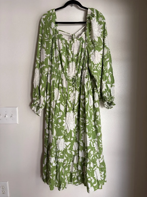 flowy evening dressDress Casual Maxi By Ava & Viv In Green, Size: 3x