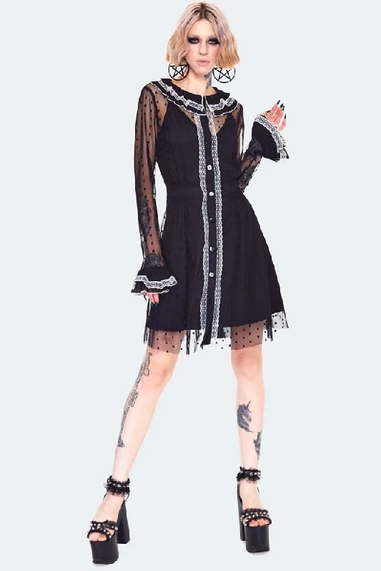 boho-chic dressFrilled Collar Mesh Witch Dress