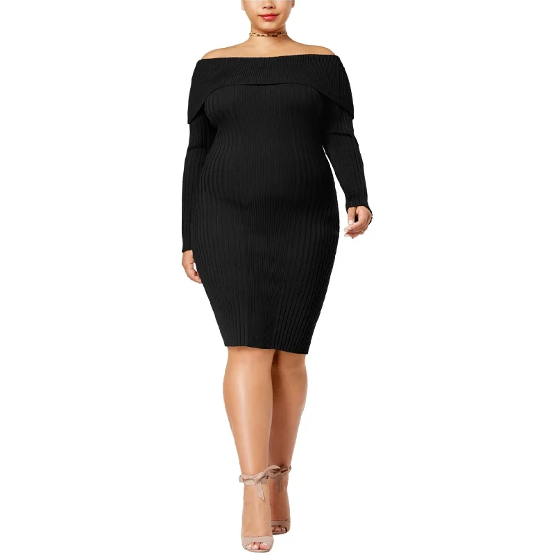 casual day dressSay What? Womens Bodycon Sweater Dress, Black, 1X