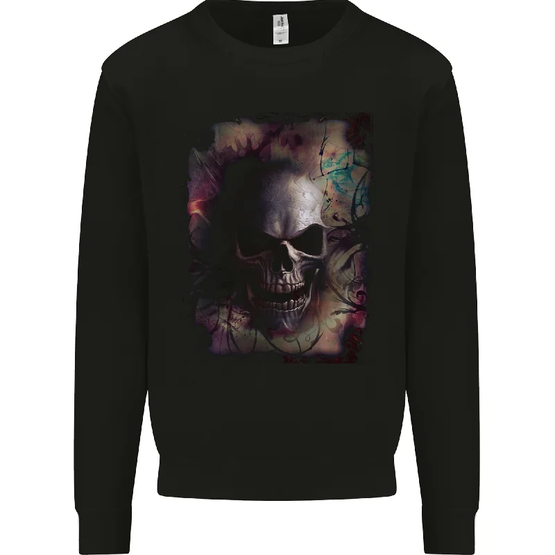 premium athletic sweatshirtArtistic Skull Gothic Goth Mens Sweatshirt Jumper