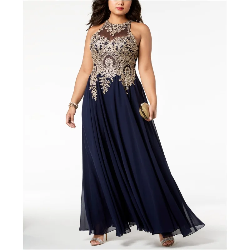 A-line dressXSCAPE Womens Embroidered Gown Dress, Blue, 16W