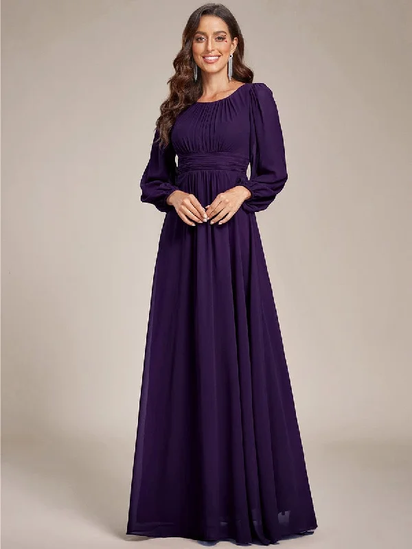 velvet dressChiffon High Empire Waist Puff Sleeve Mother Dress