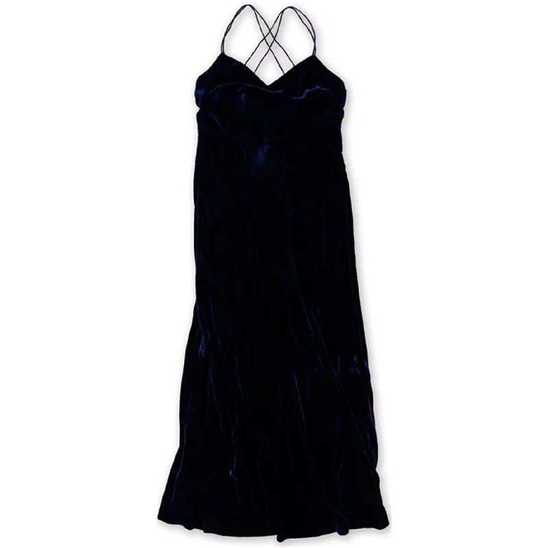 off-the-shoulder dressRalph Lauren Womens Velvet A-line Gown Dress, Blue, 12