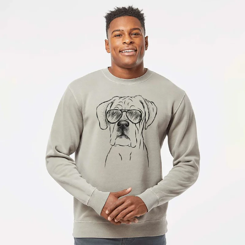 premium athletic sweatshirtAviator Nelly the Boxer - Unisex Pigment Dyed Crew Sweatshirt