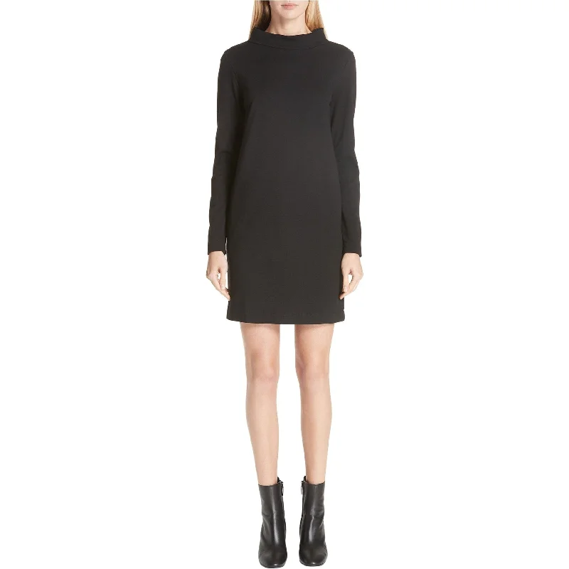 casual knit dressFuzzi Womens Mock-Neck Shift Dress, Black, Medium