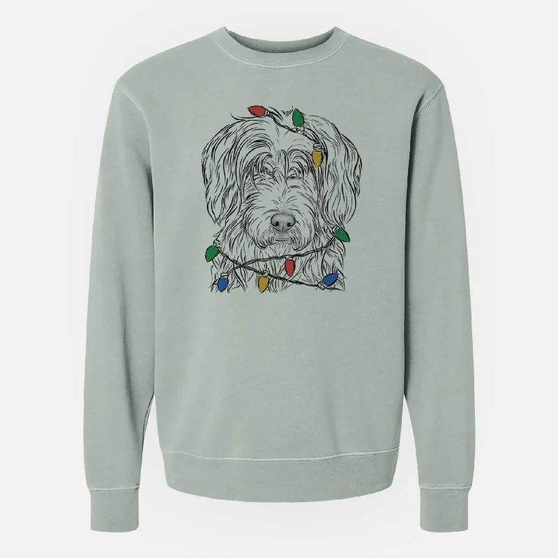 luxe gym hoodieChristmas Lights Harry the Mixed Breed - Unisex Pigment Dyed Crew Sweatshirt