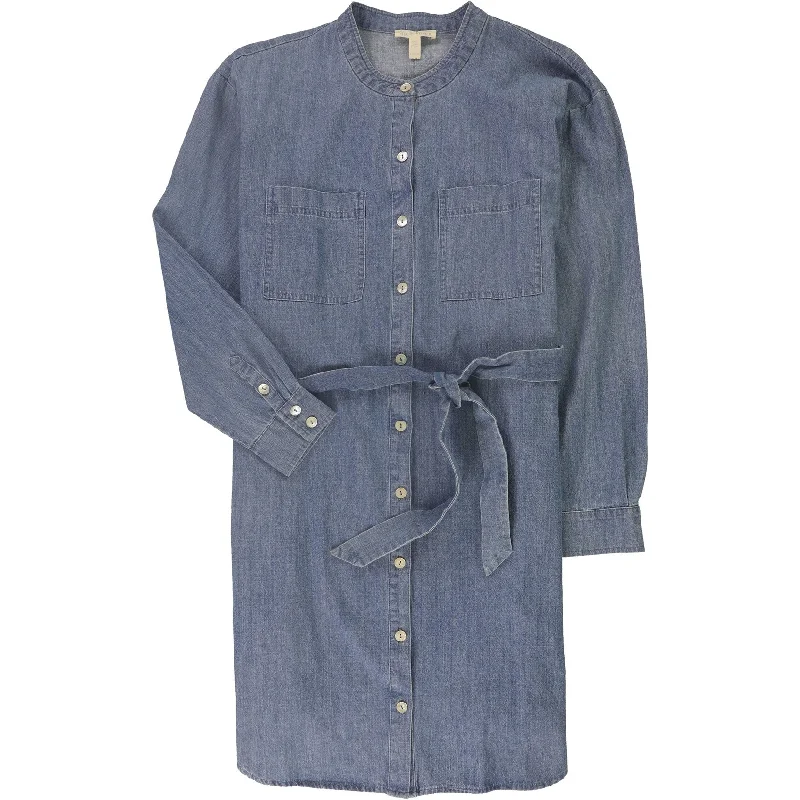 evening dressEileen Fisher Womens Chambray Shirt Dress, Blue, XX-Small